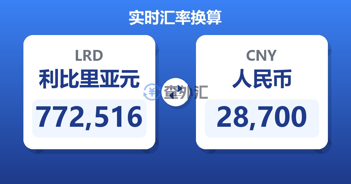 772,516利比里亚元兑人民币