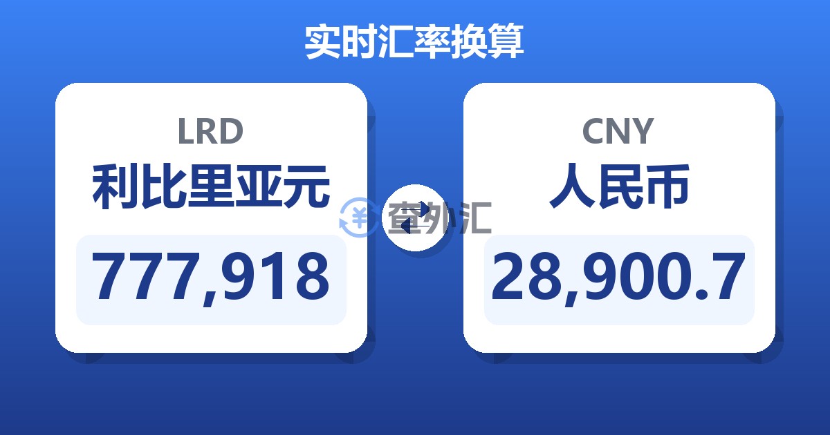 777,918利比里亚元兑人民币
