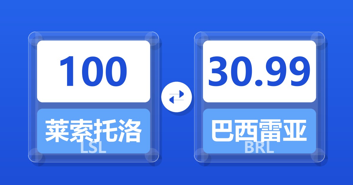 100莱索托洛蒂兑巴西雷亚尔