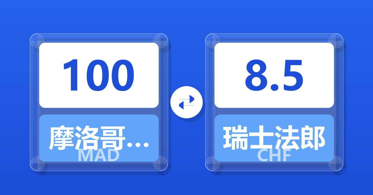 100摩洛哥迪拉姆兑瑞士法郎