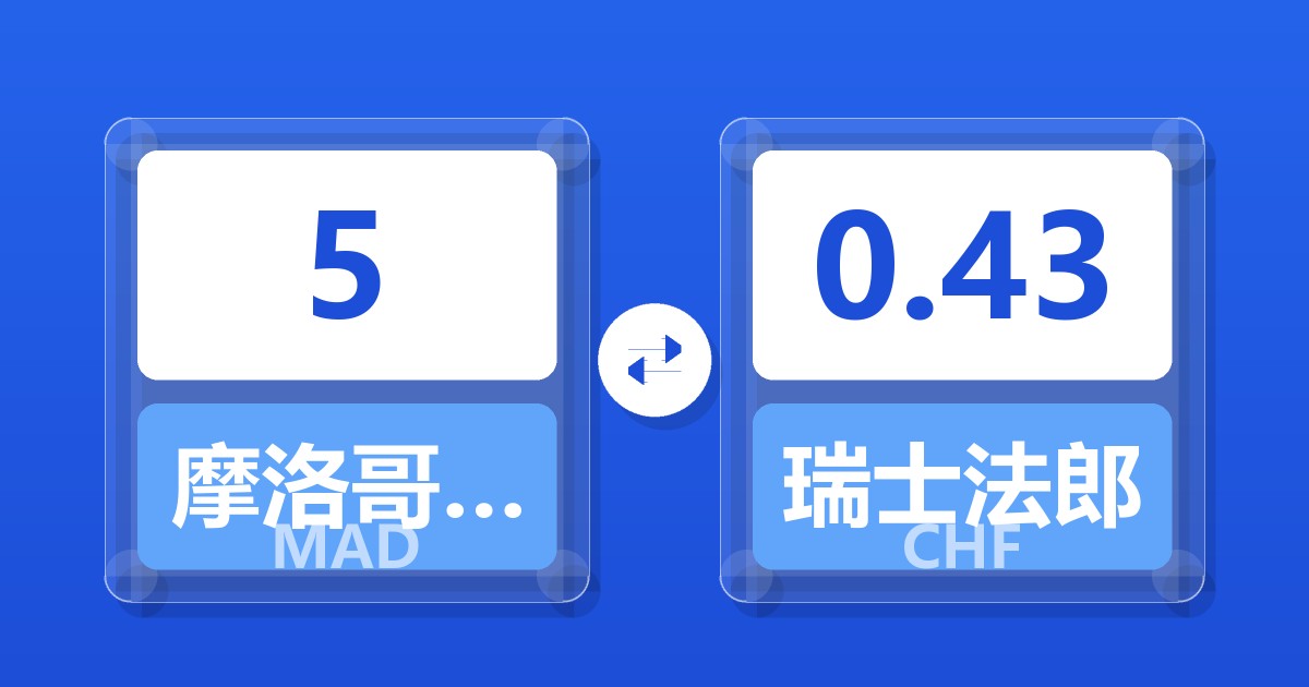 5摩洛哥迪拉姆兑瑞士法郎