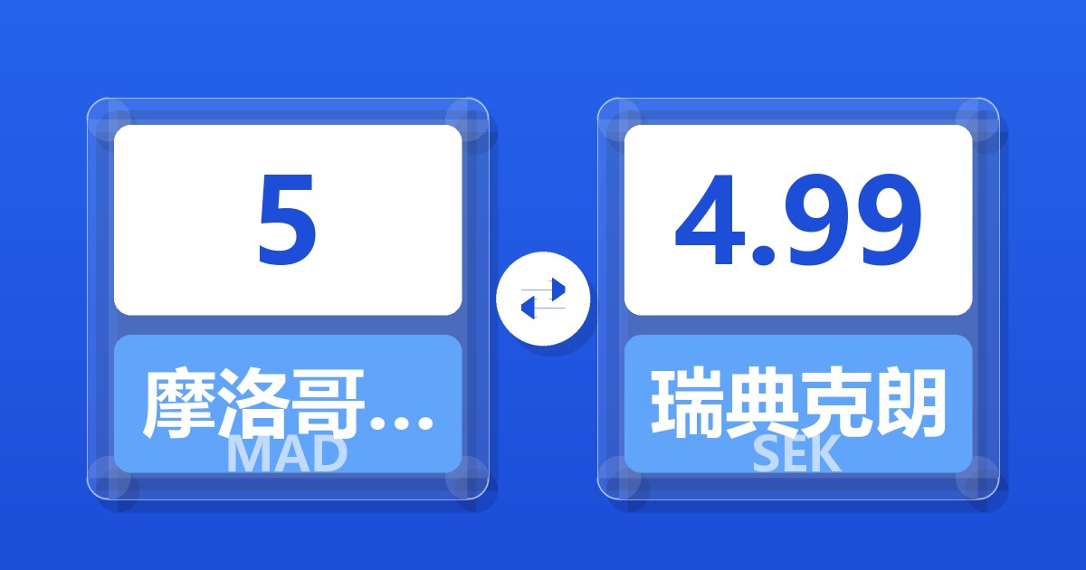 5摩洛哥迪拉姆兑瑞典克朗