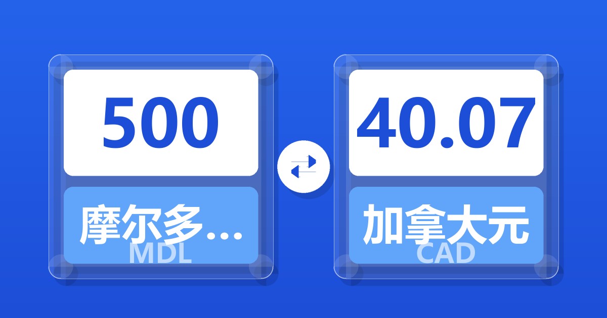 500摩尔多瓦列伊兑加拿大元