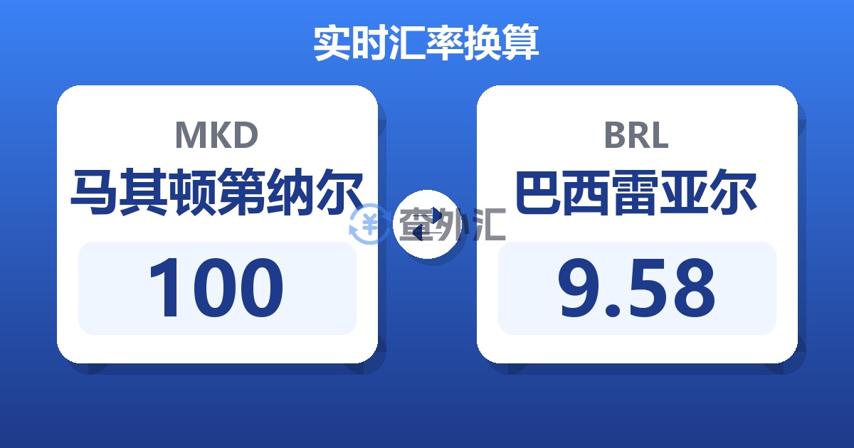 100马其顿第纳尔兑巴西雷亚尔