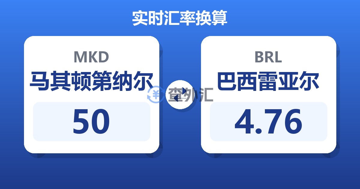 50马其顿第纳尔兑巴西雷亚尔