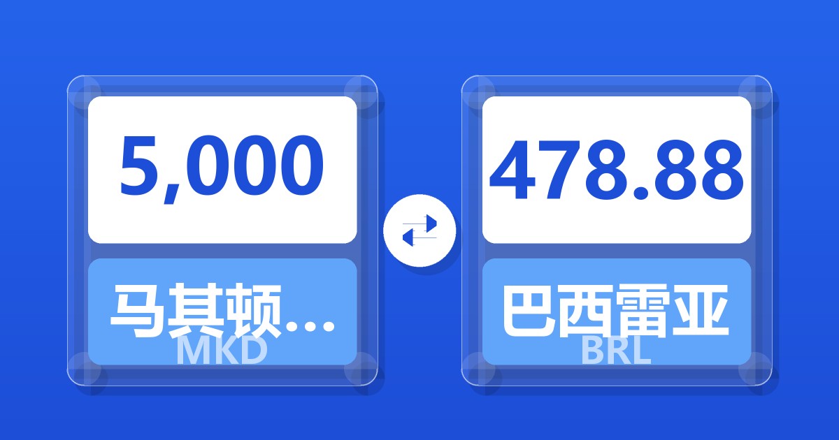 5,000马其顿第纳尔兑巴西雷亚尔