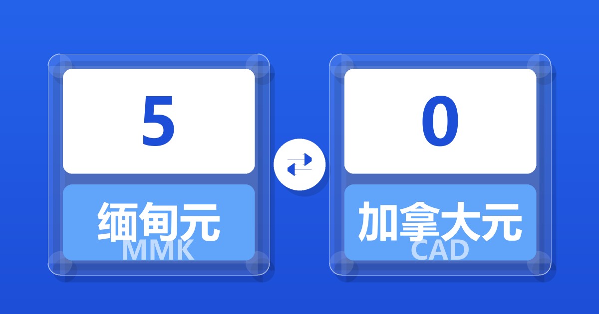 5缅甸元兑加拿大元