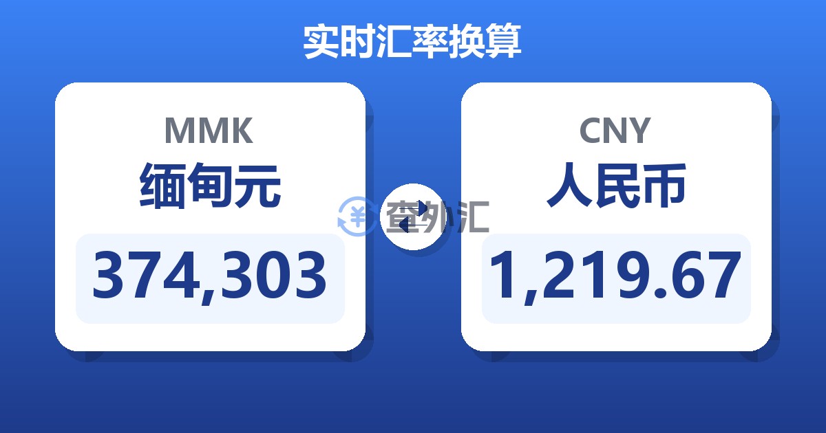 374,303缅甸元兑人民币
