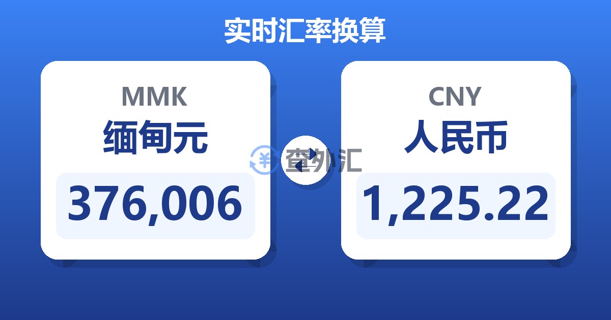 376,006缅甸元兑人民币