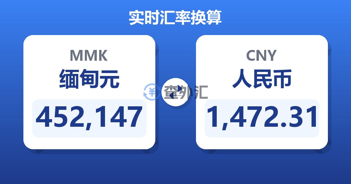 452,147缅甸元兑人民币