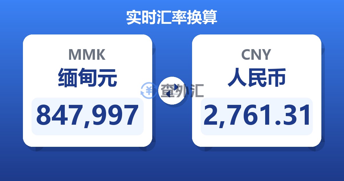 847,997缅甸元兑人民币
