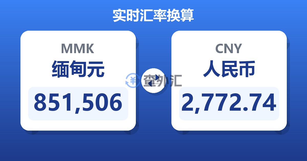 851,506缅甸元兑人民币