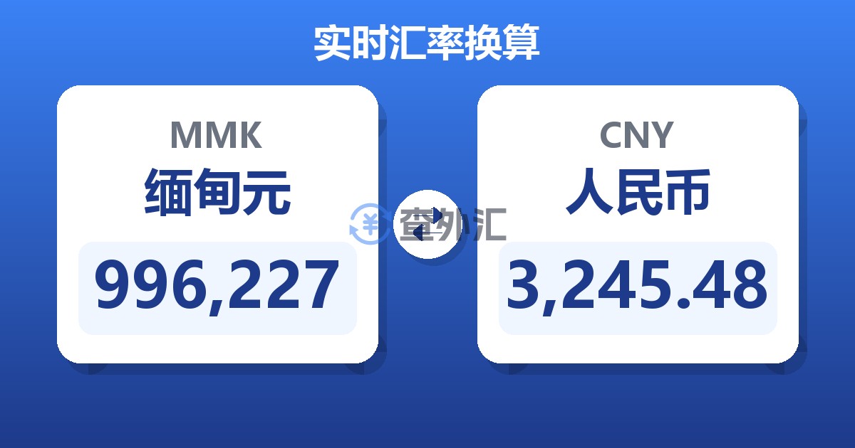 996,227缅甸元兑人民币