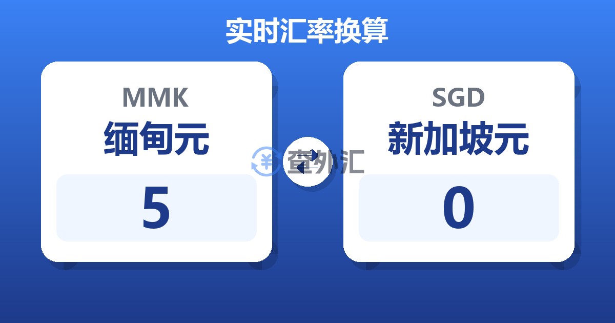 5缅甸元兑新加坡元