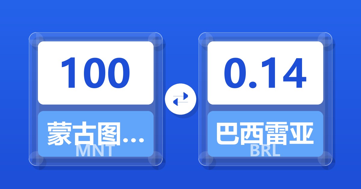 100蒙古图格里克兑巴西雷亚尔