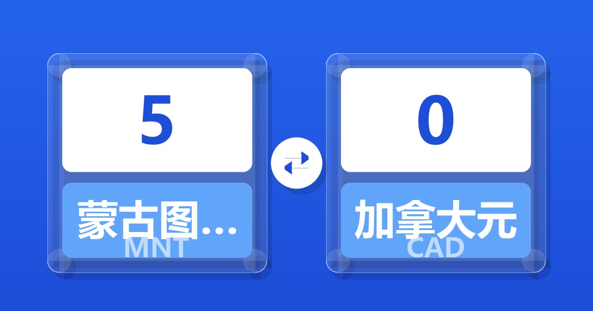 5蒙古图格里克兑加拿大元