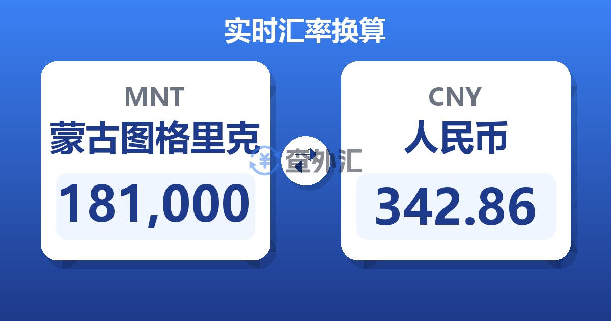 181,000蒙古图格里克兑人民币