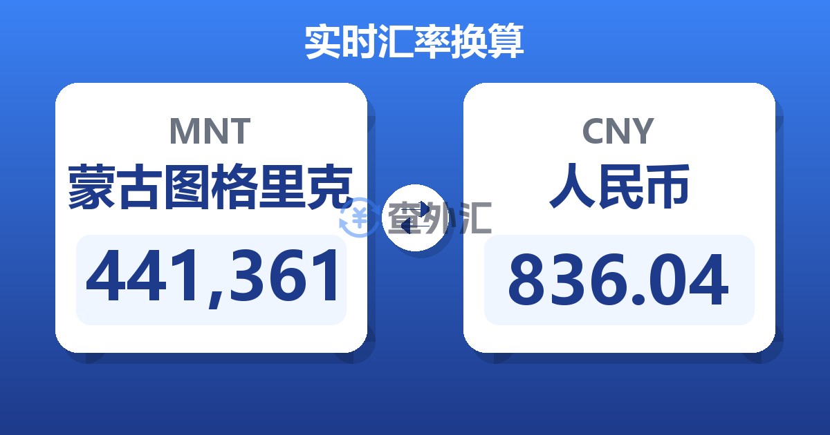 441,361蒙古图格里克兑人民币