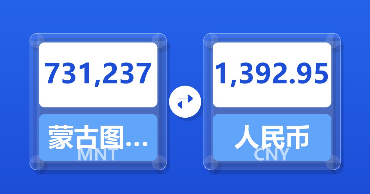 731,237蒙古图格里克兑人民币