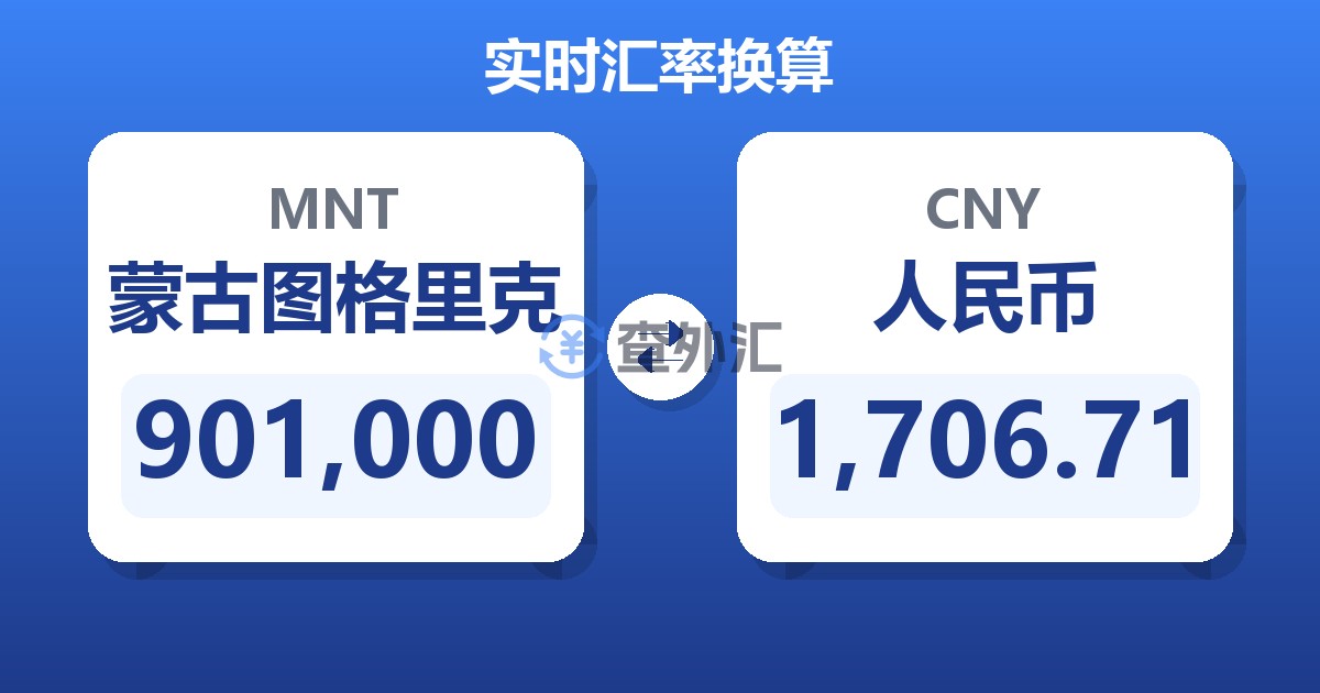 901,000蒙古图格里克兑人民币