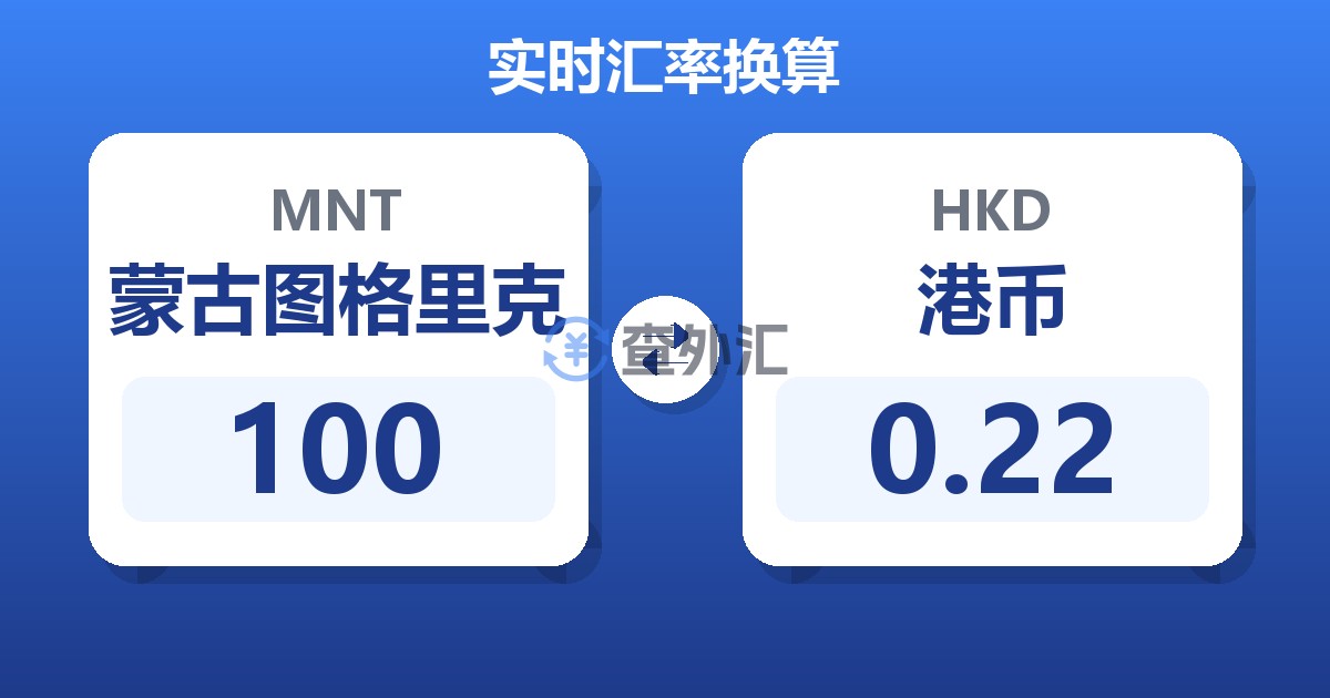 100蒙古图格里克兑港币