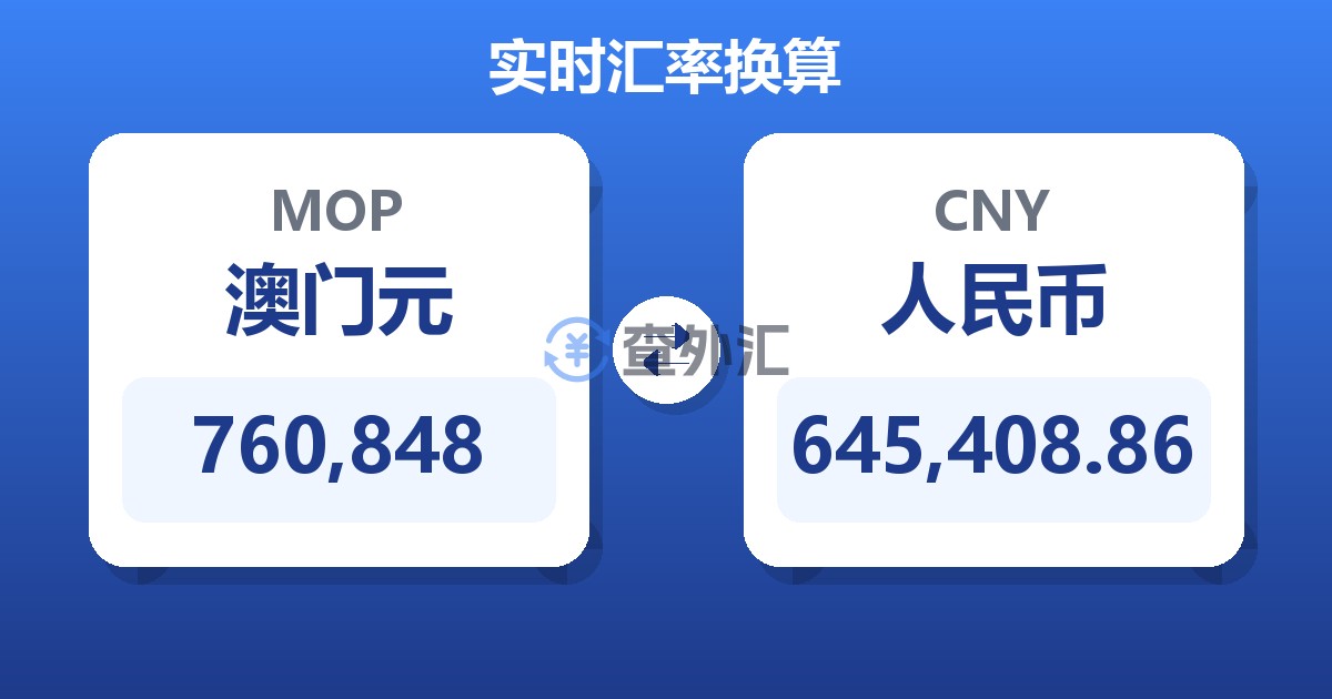 760,848澳门元兑人民币