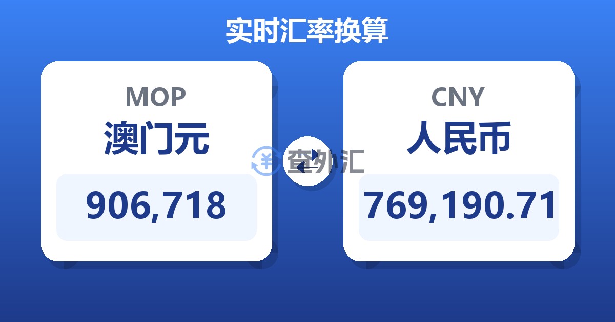 906,718澳门元兑人民币