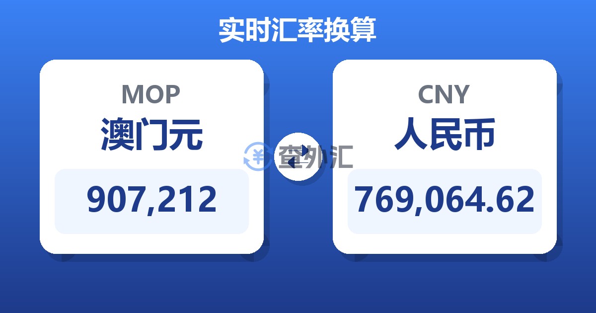 907,212澳门元兑人民币