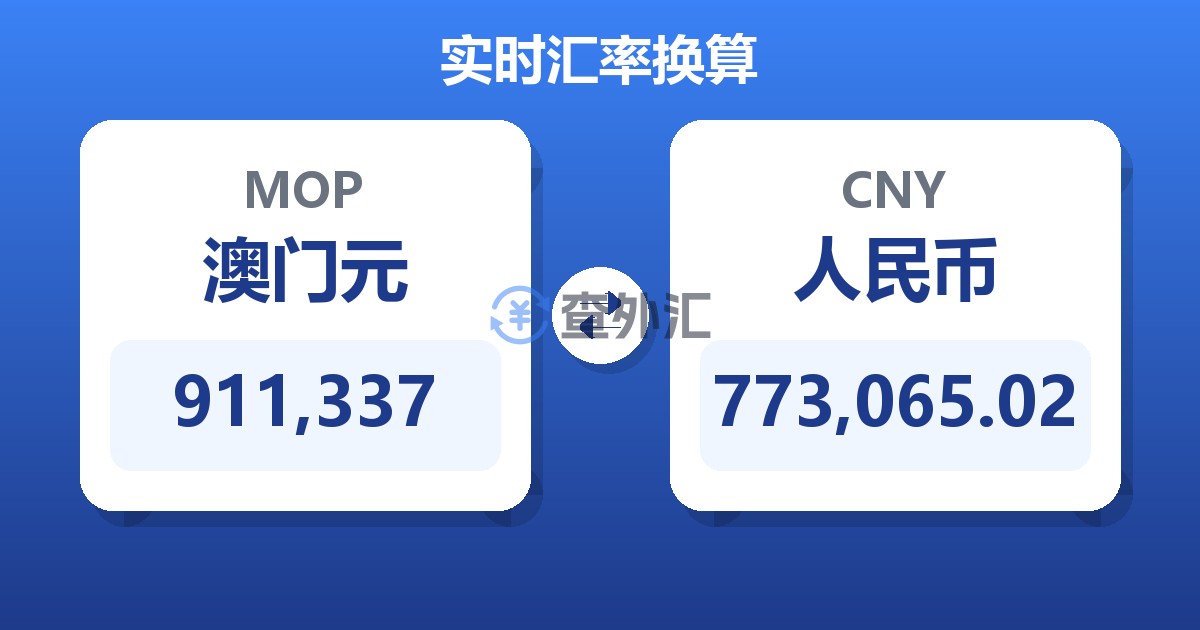 911,337澳门元兑人民币