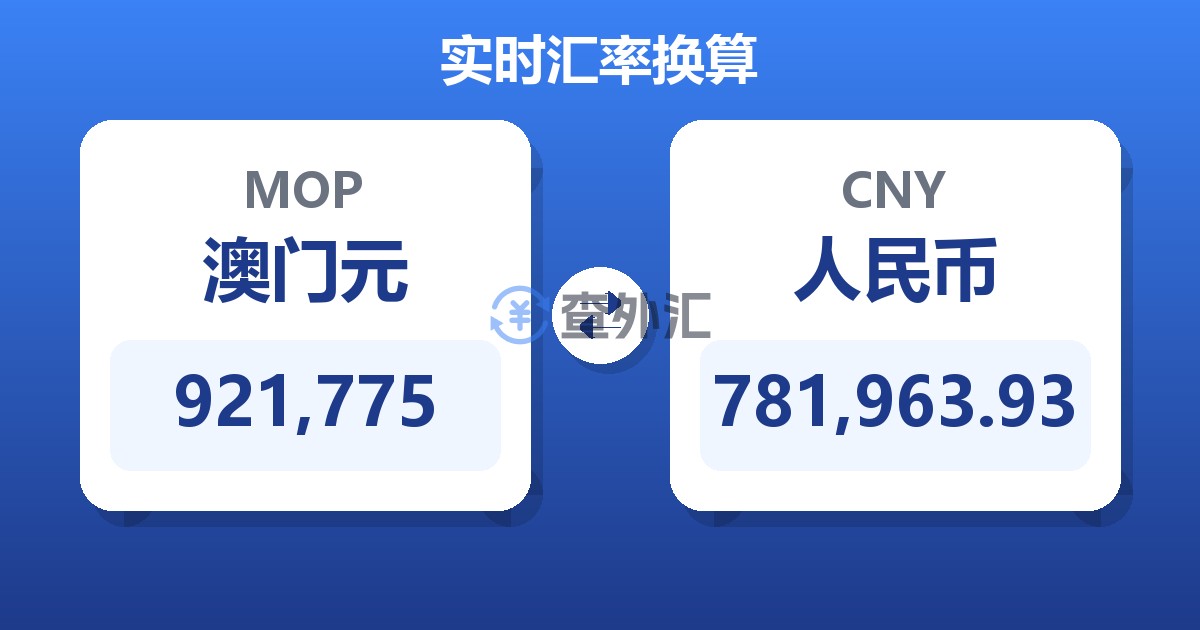 921,775澳门元兑人民币