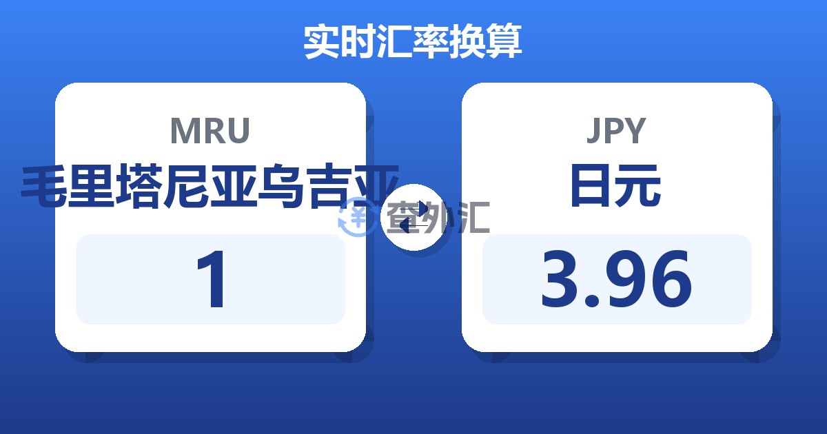 1毛里塔尼亚乌吉亚兑日元