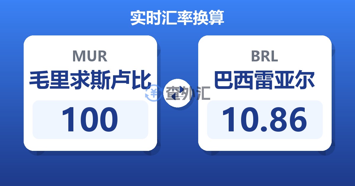 100毛里求斯卢比兑巴西雷亚尔