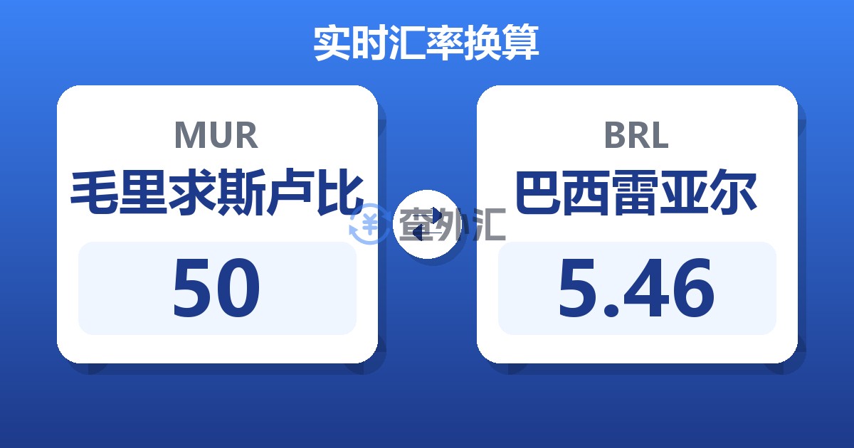 50毛里求斯卢比兑巴西雷亚尔