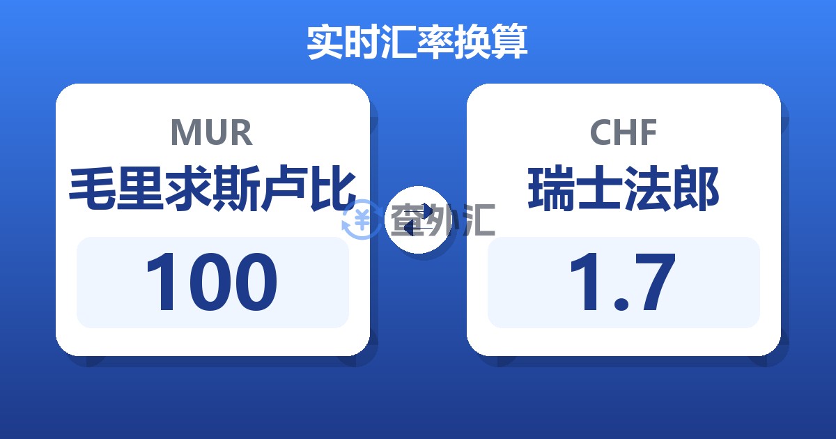 100毛里求斯卢比兑瑞士法郎