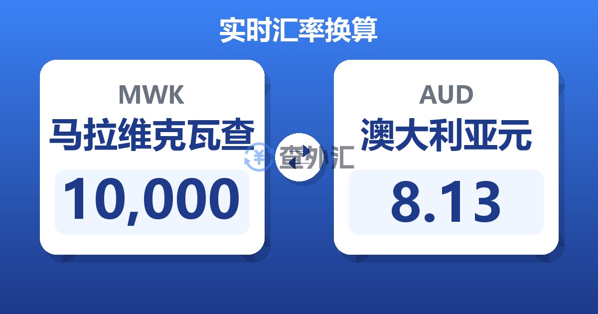 10,000马拉维克瓦查兑澳大利亚元