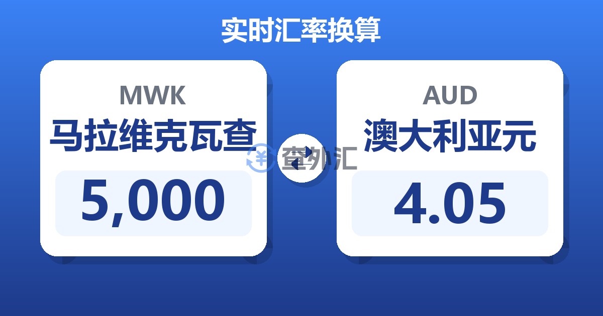 5,000马拉维克瓦查兑澳大利亚元