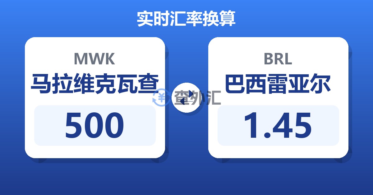500马拉维克瓦查兑巴西雷亚尔