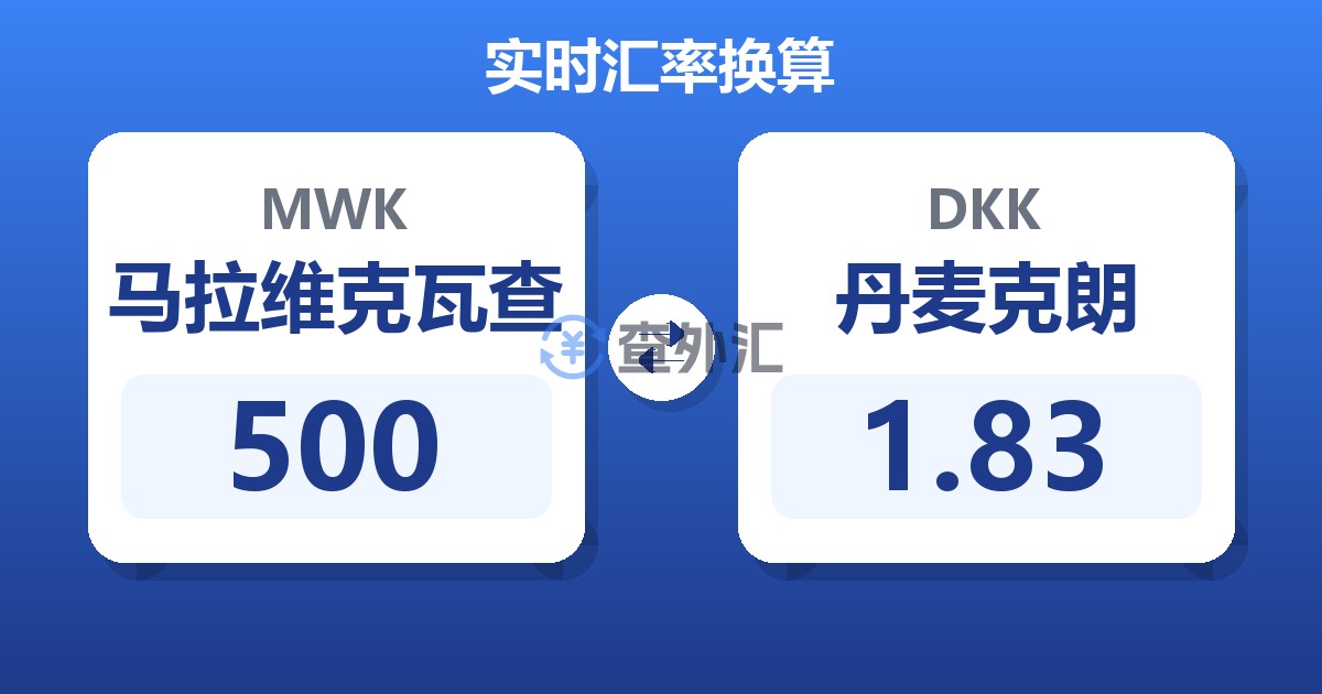 500马拉维克瓦查兑丹麦克朗