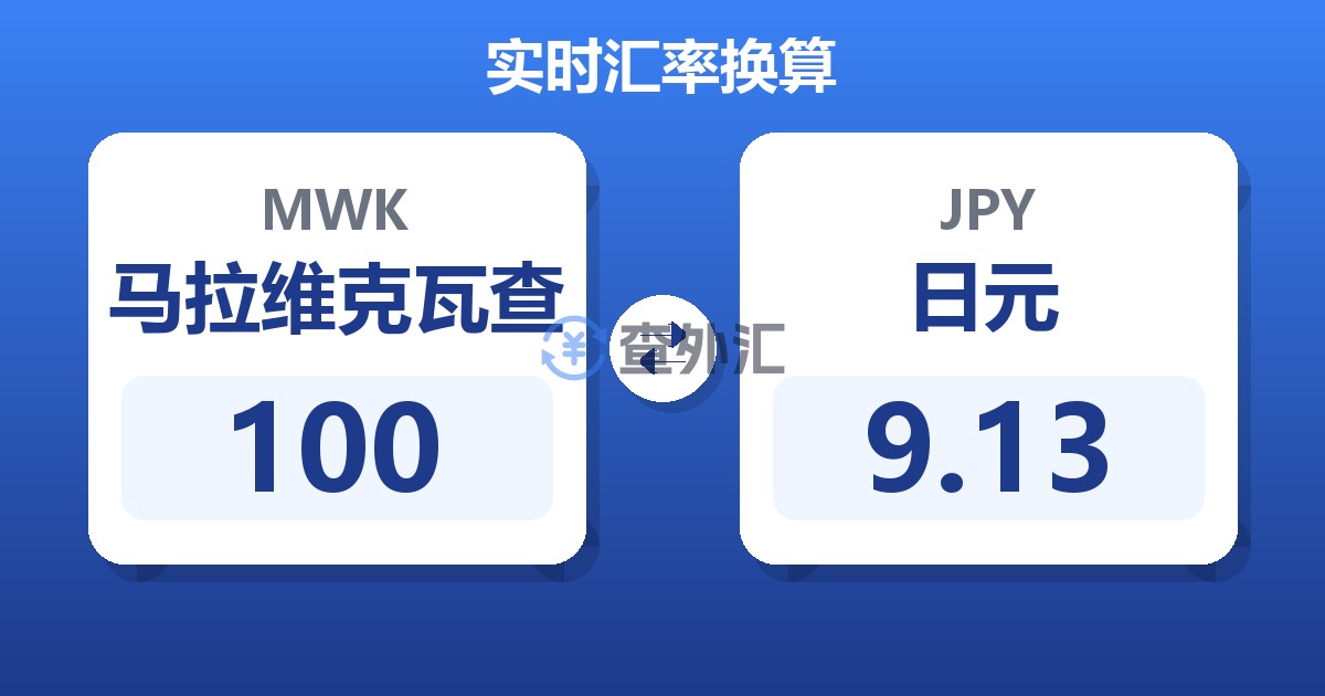 100马拉维克瓦查兑日元