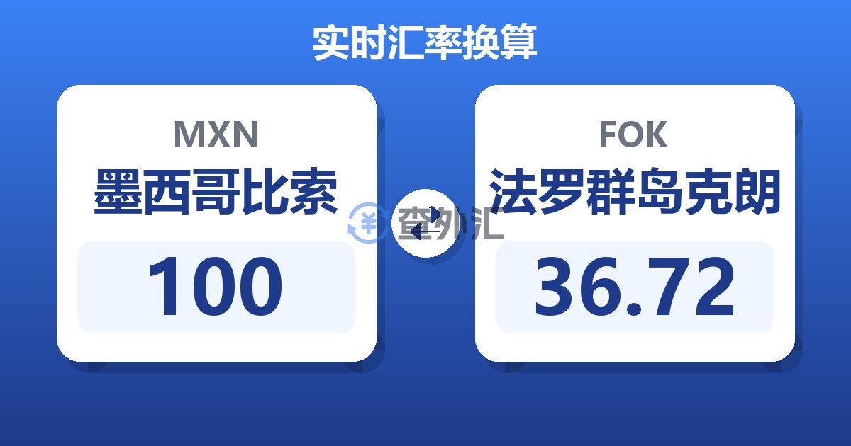 100墨西哥比索兑法罗群岛克朗