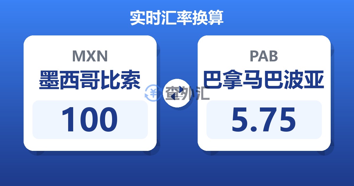 100墨西哥比索兑巴拿马巴波亚