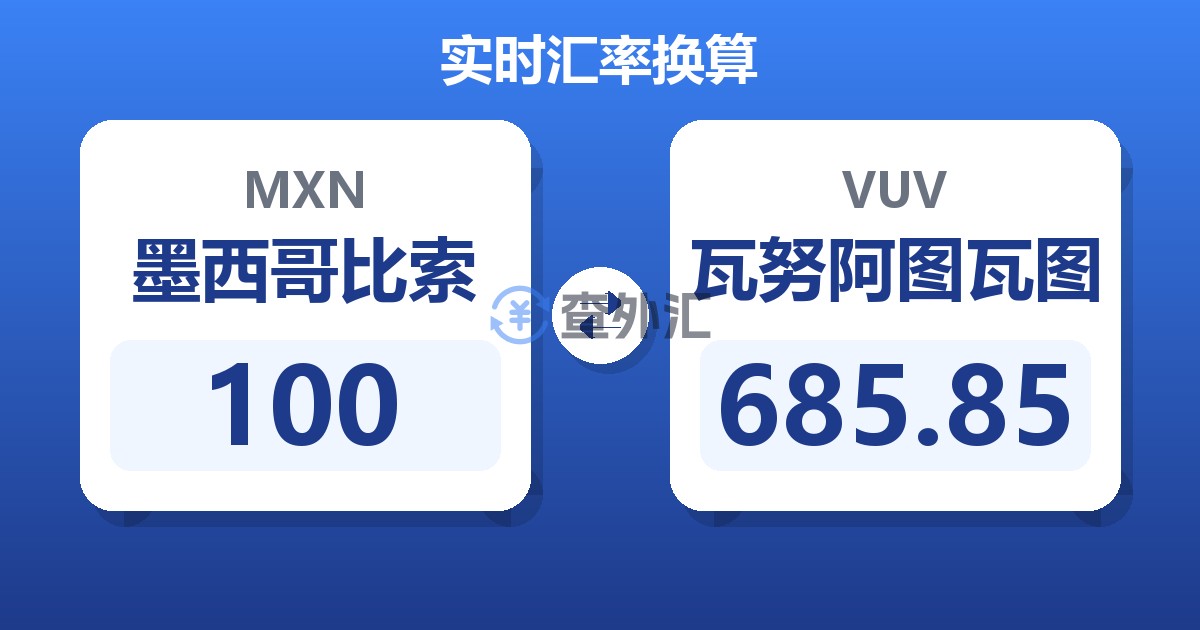 100墨西哥比索兑瓦努阿图瓦图