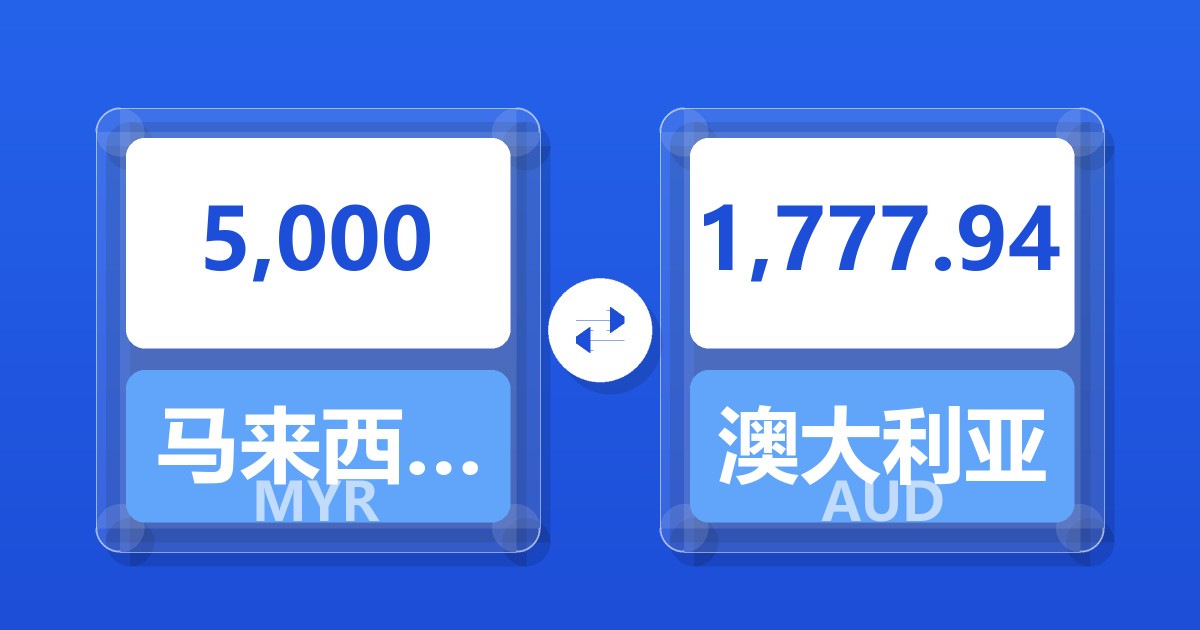 5,000马来西亚林吉特兑澳大利亚元