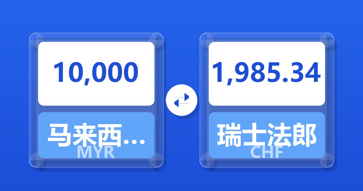 10,000马来西亚林吉特兑瑞士法郎