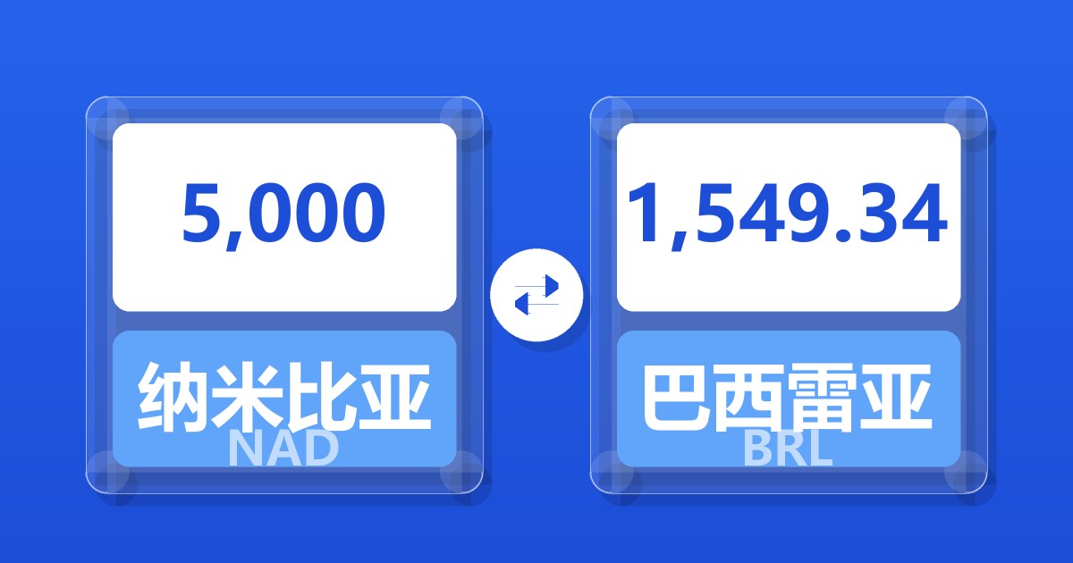 5,000纳米比亚元兑巴西雷亚尔