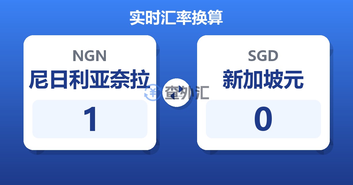 1尼日利亚奈拉兑新加坡元