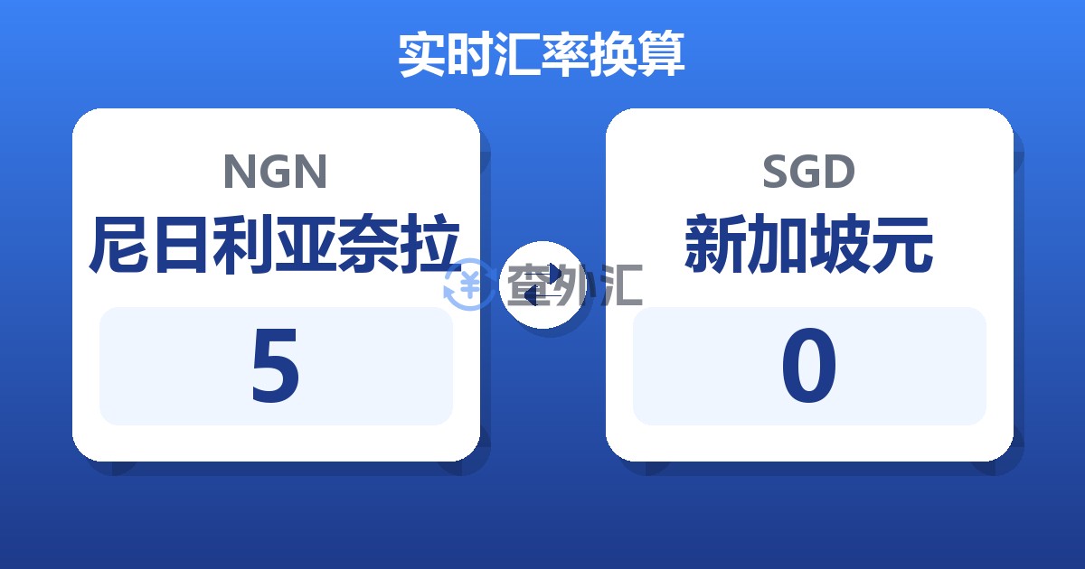 5尼日利亚奈拉兑新加坡元