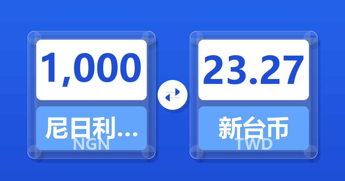 1,000尼日利亚奈拉兑新台币