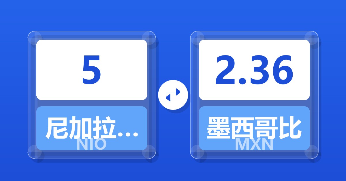 5尼加拉瓜科多巴兑墨西哥比索