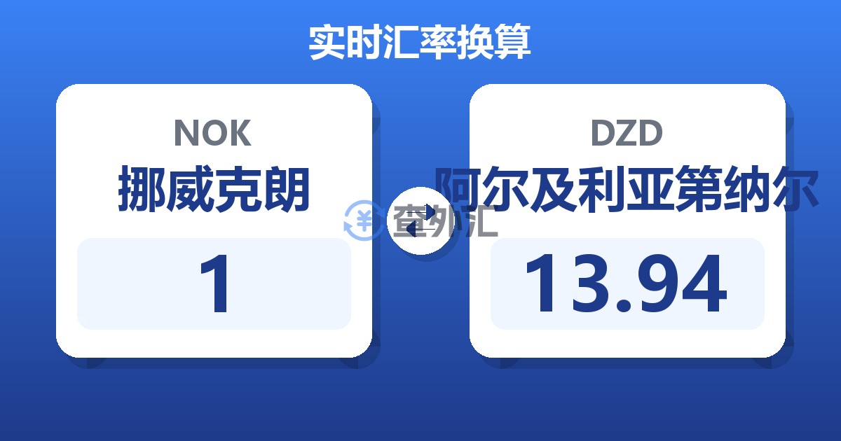 1挪威克朗兑阿尔及利亚第纳尔